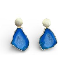 Magpie Rose - Circle Aqua Earrings - Lyst