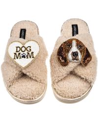 Laines London - Neutrals Laines Neutral Boucle Slippers With Ziggy The Beagle & Dog Mum Mom Brooches - Lyst