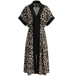 Larisa Dragna - Neutrals Agatta Linen Dress With Contrast Insert - Lyst