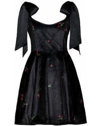RainSisters - Velvet Dress With Tie Straps: Berry Swing - Lyst