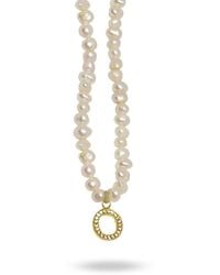 LINYA JEWELLERY - Mono Letter Pearl Necklace O - Lyst
