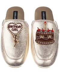 Laines London - Classic Mules With Birthday Girl & Chocolate Cake Brooches - Lyst