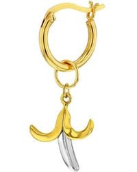 True Rocks - Sterling Silver & 18kt Gold Plated 2-tone Mini Banana Charm On Gold Hoop - Lyst