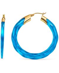 Gold & Honey - Topaz Swirl Twist Lucite Birthstone Hoop Earrings - Lyst