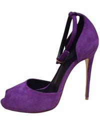 Aethra Shoes - Arit Suede Peep Toe Ankle Strap Stiletto Heel Sandals - Lyst