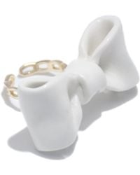 H2 Studio - Bowtie Maniac Large Ceramic Bowtie Plated Brass Ring - Lyst