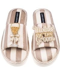 Laines London - Neutrals Flatform Stripe Open Toe Slippers With Mother Of The Groom Brooches - Lyst