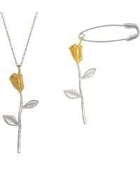 Spero London - Color Rose Sterling Necklace & Safety Pin Earring Set - Lyst