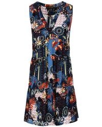 Conquista - Sleeveless Flora Print A Line Dress - Lyst