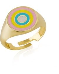 Spero London - Enamel Round Sterling Signet Ring - Lyst