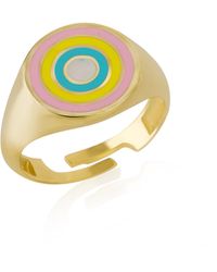 Spero London - Enamel Round Sterling Signet Ring - Lyst