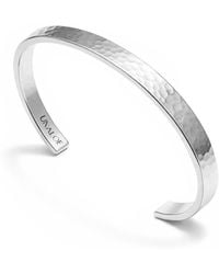 Unaloe - Sterling Rigid Bangle For With Small Hammered Band-Handmade Italian Jewelry - Lyst