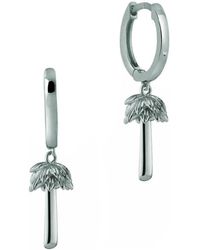 Shaded the Label - Priscilla Palm Tree Sterling Huggie Hoop Earrings - Lyst