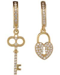 Ebru Jewelry - My Heart Is Yours Key & Heart Lock Plated Diamond Earrings - Lyst