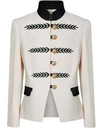 The Extreme Collection - Neutrals Ivory Military Blazer With Embroidery Renata 01 - Lyst