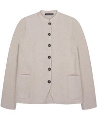 Paul James Knitwear - Neutrals Midweight Cotton Indore Knitted Nehru Jacket - Lyst