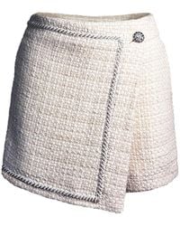 Solgo Atelier - Neutrals Pogonia Tweed Bouclé Skort With Beaded Trim - Lyst