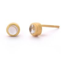 Nellou Jewellery - Neutrals Crystal Gem Dot April Birthstone Earrings Plated Sterling - Lyst