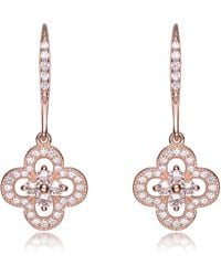Genevive Jewelry - Cubic Zirconia Sterling Silver Rose Gold Platted Flower Shape Micro Pave Earrings - Lyst