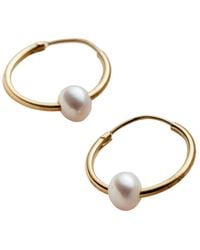Posh Totty Designs - 9Ct Pearl Hoop Earrings - Lyst
