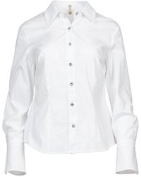Conquista - Poplin Button-Up Shirt With Decorative Stitching - Lyst