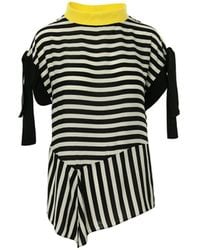 Larisa Dragna - Striped T-Shirt With An Asymmetrical Hem - Lyst