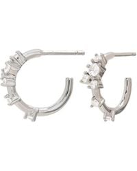 Lavani Jewels - Silver Orchid Flower Hoops - Lyst