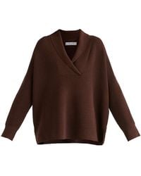 Paisie - Shawl Collar Ribbed Jumper - Lyst