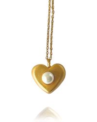 LINYA JEWELLERY - Aura Minimal Pearl Heart Necklace - Lyst