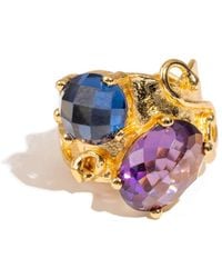 Ebru Jewelry - Mystic Duo Amethyst & Sapphire Statement Ring - Lyst