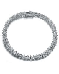 Genevive Jewelry - Sterling Plated With Clear Cubic Zirconia Three Row Tennis Bracelet - Lyst