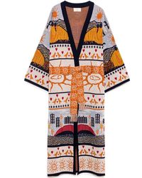 Peraluna - Sweet Memories Glittered Jacquard Long Knit Kimono - Lyst