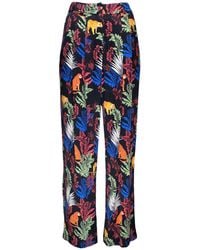 Lalipop Design - Jungle-Print Ecovero Satin Wide-Leg Pants - Lyst