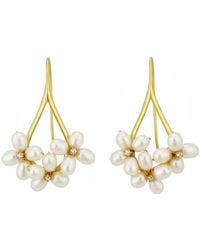 Angel Barocco - Petal Cluster Pearl Drop Earrings - Lyst