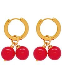 VALERIE CHIC - Cherry Chalcedony Hoop Earrings 18K - Lyst