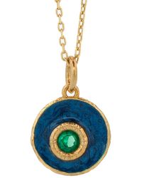 Ebru Jewelry - Blue Enamel Jade Stone Evil Eye Pendant Gold Chain Necklace - Lyst