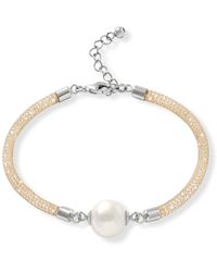 Pearls of the Orient Online - Credo Mesh Crystal Bracelet With Cultured Freshwater Pearl - Lyst