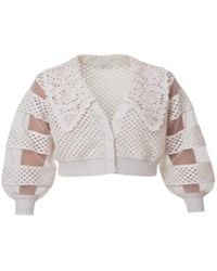 Saachi - Hand Crochet Sheer Button Cardigan - Lyst