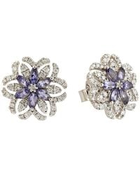 Artisan - Solid White Gold Natural Diamond Tanzanite Stud Earrings Handmade Jewelry - Lyst