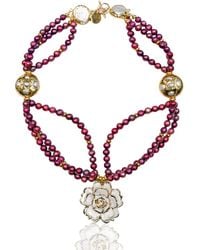 Edgar Navarro Jewelry - Edgar Navarro Sea Shell Rose Pendant With Freshwater Pearls Necklace - Lyst