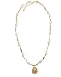 Farra - Freshwater Pearls With Insect Pendant Necklace - Lyst