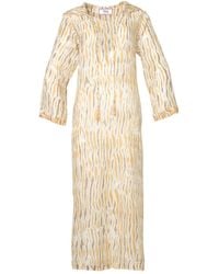 Tiger and the Monkey - Neutrals The Ruthie Silk And Organic Cotton Tiger Print Embroidered Kaftan Dress - Lyst