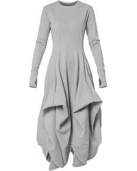 Metamorph - Maxi Draped Dress With Thumbhole Sleeves - Lyst