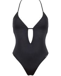 Free Society - Plunge Swimsuit In Shiny - Lyst