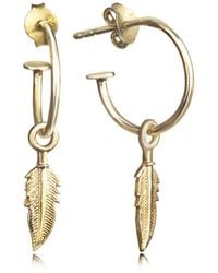 The Jewellery Store London - Open Hoop Earring With Feather Charm - Lyst