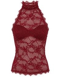 OW Collection - Selah Burgundy Lace Halter Top - Lyst