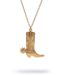 Ebru Jewelry - Western Spirit Cowboy Boot Vermeil Necklace - Lyst
