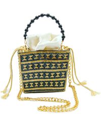 Washein - Tuparro Black & Gold Small Handwoven Straw Basket Bag - Lyst