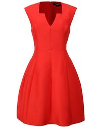 Smart and Joy - Fit-and-Flare Satin V-Neck Dress - Lyst