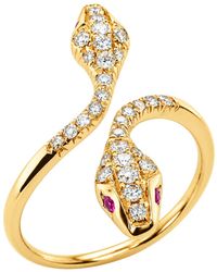 Artisan - 18K Pave Diamond & Ruby Snake Wrap Ring - Lyst